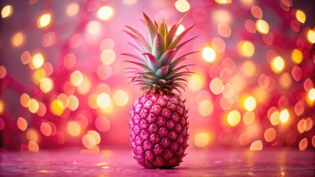 Pink Pineapple, Pink Background, Bokeh Lights, Portrait Photography