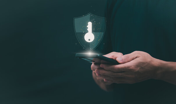 Data Information protection and encryption using network technology for security to prevent crime, hackers, and online attacks. Technology and information security in everyday life. Authentication.