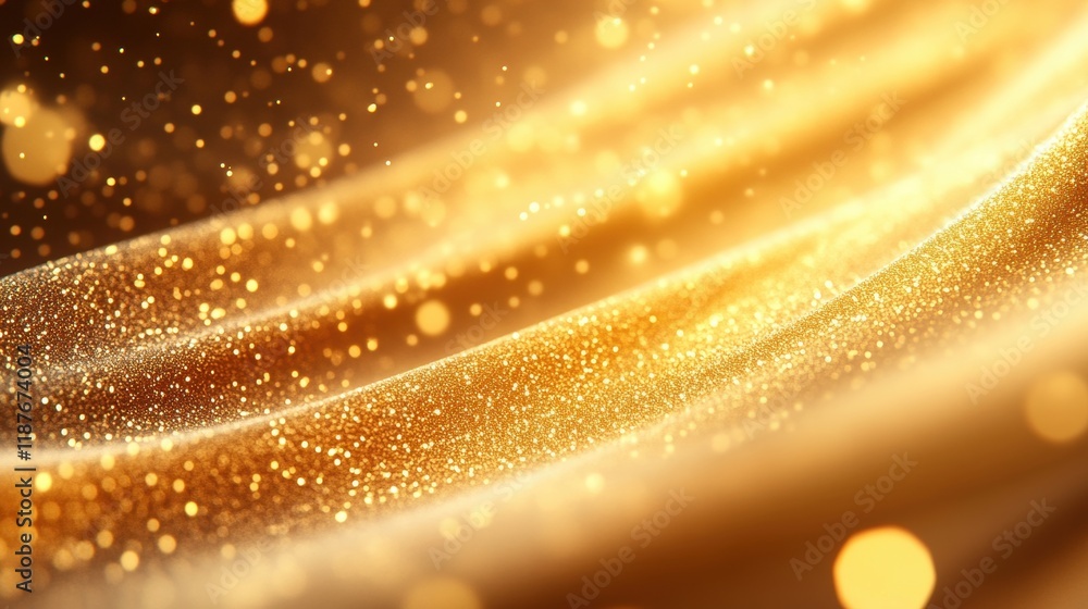 Aufkleber a mesmerizing golden wave with sparkling particles, creating a sense of warmth and elegance, perfect