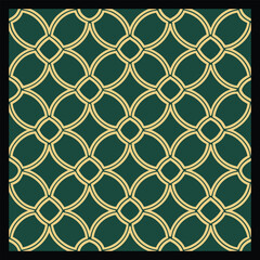 Fototapeta premium Seamless illustrated pattern made of abstract elements in beige, green and black Abstract seamless pattern with gold and blue circles. Vector illustration for your design. 