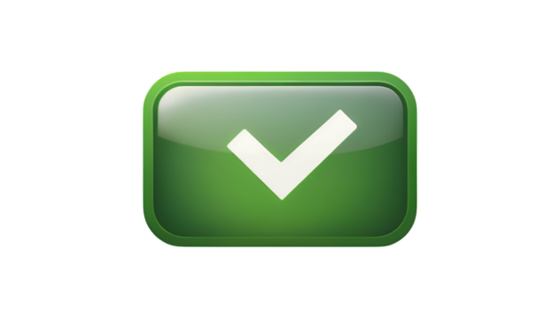 Glossy Green Checkmark Button: A Simple, Modern Icon  isolated on transparent background Generative Ai.