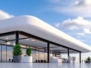 Modern building showcases sleek design under bright sunlight. AI Generated