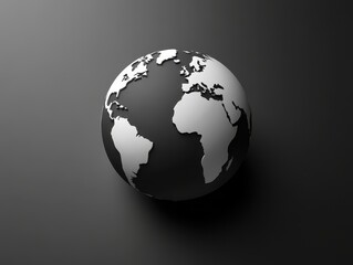 Dark Globe Showing World Continents In White