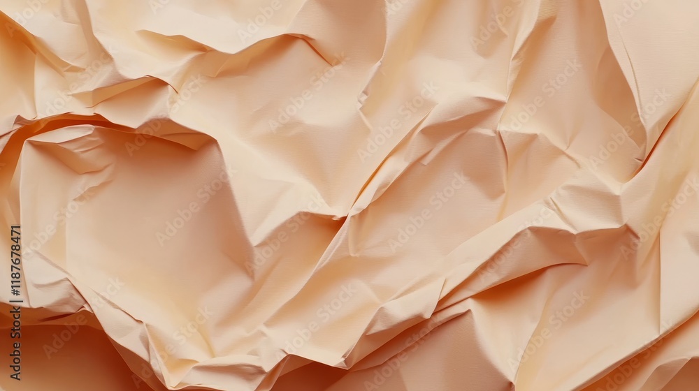 Poster abstract texture of crumpled beige paper with shadow play