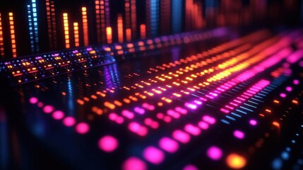 Abstract Audio Visualizer with Vibrant Neon Lights and Dynamic Waves