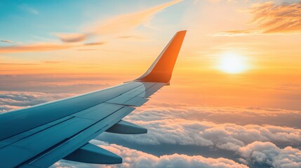Stunning Bird's Eye View of a Jet Fighter Wing with Contrails Against a Soft Early Morning Sky, Capturing the Beauty of Nature and Aviation in Expansive Perspective