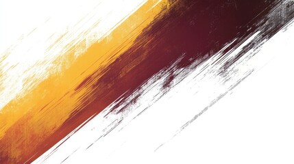 Abstract diagonal brush stroke in gold, orange and maroon on white background.