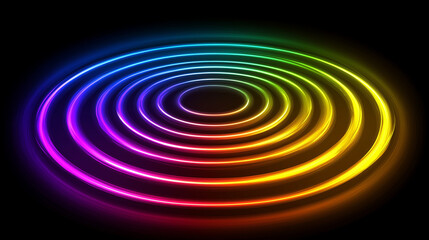 Fototapeta premium Abstract Neon Circles with Vivid Colors in a Dynamic and Artistic Background