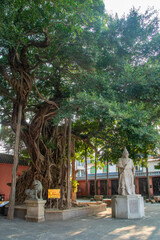 Shantou China 19th Dec 2024: In the courtyard of the Min-Yue (Fujian and Guangdong) Nan'ao General Headquarters office stands a statue of Zheng Chenggong.