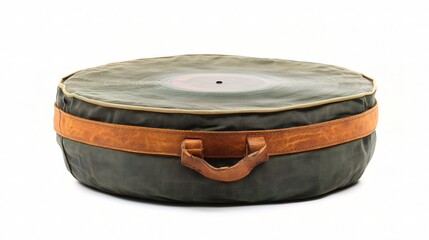 Vintage Vinyl Record Storage Case Isolated on White Background