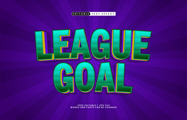league goal editable text effect with a league and ball text style
