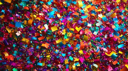 Colorful confetti falling in celebration, vibrant party scene with festive atmosphere