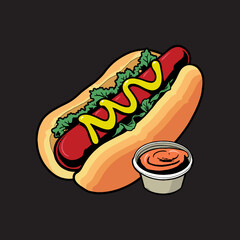 Hot Dog illustration  with sauce