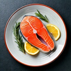 Fresh Salmon Steak with Lemon and Basil