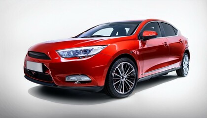 Sleek red sedan, studio shot. Shiny paint, modern design.