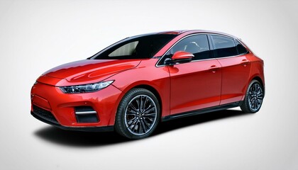 Sleek red hatchback, modern design, studio shot.