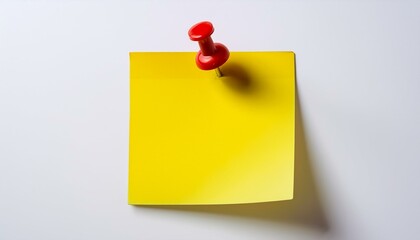 Bright yellow sticky note pinned to a white background.