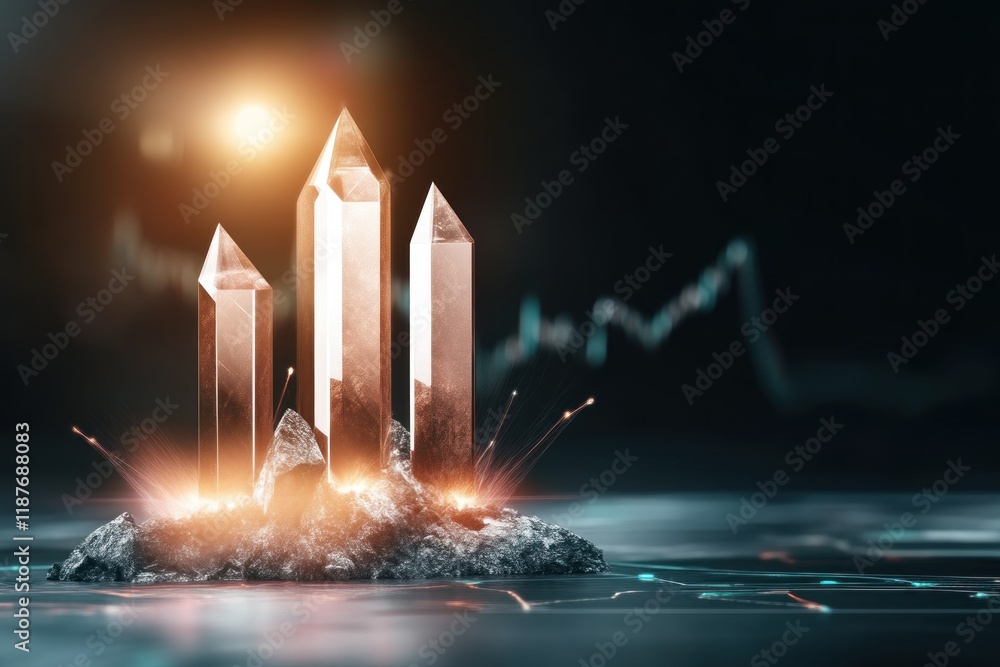 Aufkleber dynamic crystal formation abstract space 3d visualization futuristic environment close-up perspectiv