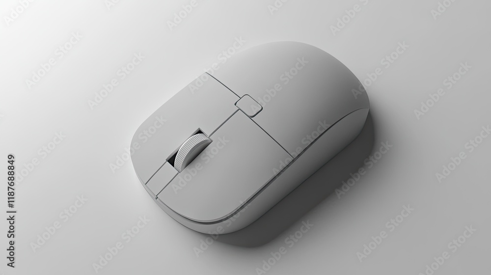 Poster a simple, minimalist design wireless computer mouse isolated on a white background.