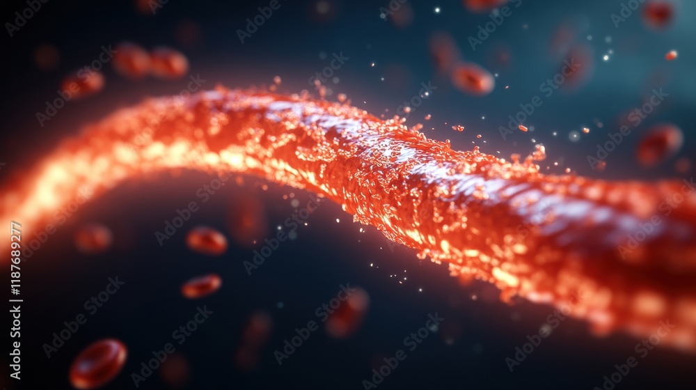 Poster close up of a red object in low light setting with dark background for artistic effect