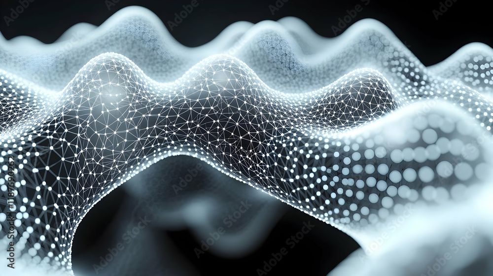 Aufkleber abstract particle wave background: network connection and data flow