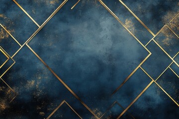 Dark blue textured background with gold geometric lines. Ideal for elegant designs, invitations, or luxurious branding.