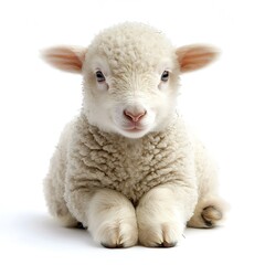 Fototapeta premium Cute lamb, studio shot, white background, spring