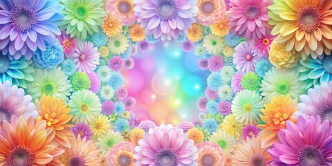 Pastel Rainbow Floral Explosion , abstract pattern, flower power,  abstract pattern