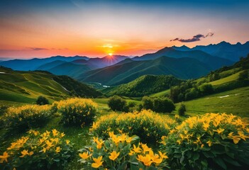 Beautiful and Peaceful Nature Scenery Illustration Landscape Countryside Tranquil Vibrant and Colorful