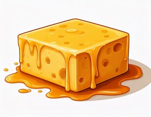 Melted cheese block with gooey texture on a smooth surface AI generated