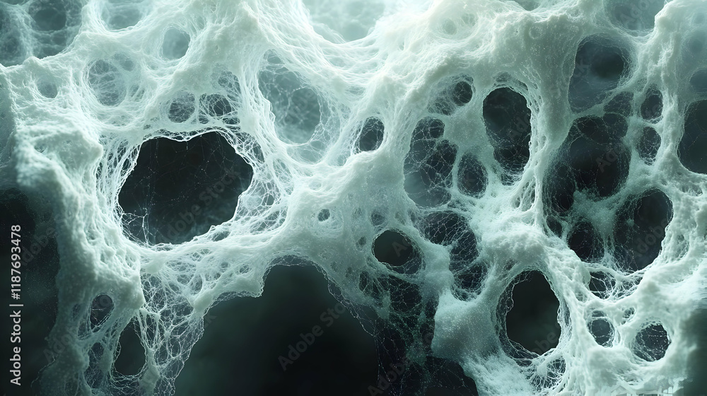 Aufkleber abstract 3d render of organic cellular structure with foamy bubbles and dark background