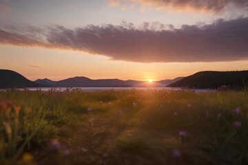 Obraz premium Beautiful and Peaceful Nature Scenery Illustration Landscape Countryside Tranquil Vibrant and Colorful