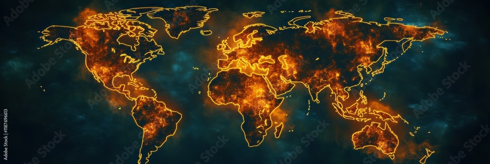 Leinwandbilder world map highlighting viral spread zones across continents and major regions with emphasis on curre