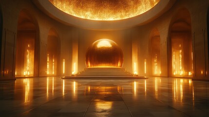 Obraz premium Golden Throne Room: A Digital Realm of Majesty and Light