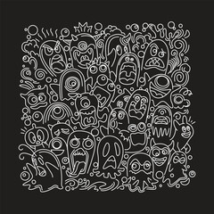 Monster Doodle Line Art Illustration