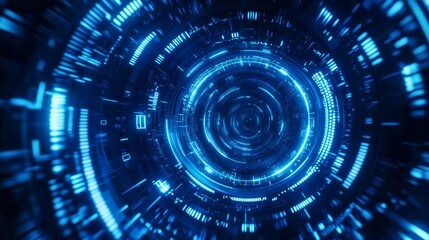3D blue techno background. Big data visualization on dark space with dotted lines shape effect decoration. Modern graphic design element dots circle style concept for flyer, card, or brochure cover