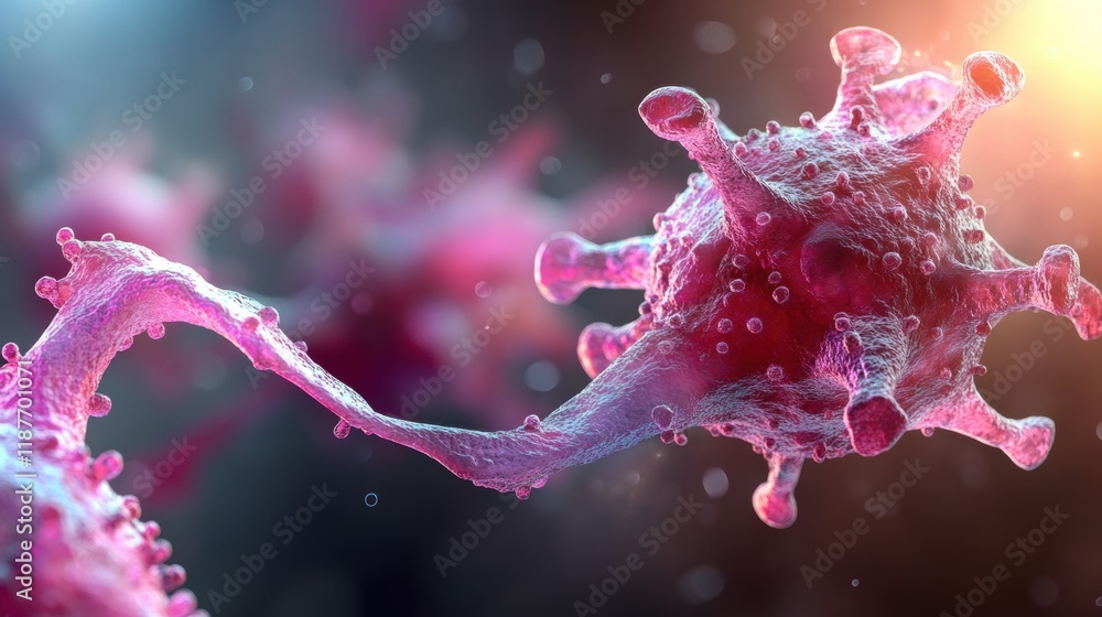 Aufkleber a close-up visualization of a virus, showcasing its intricate structure and vibrant colors, highligh