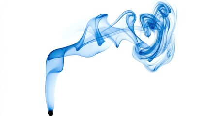 Fototapeta premium Abstract blue smoke swirls on white background. (1)