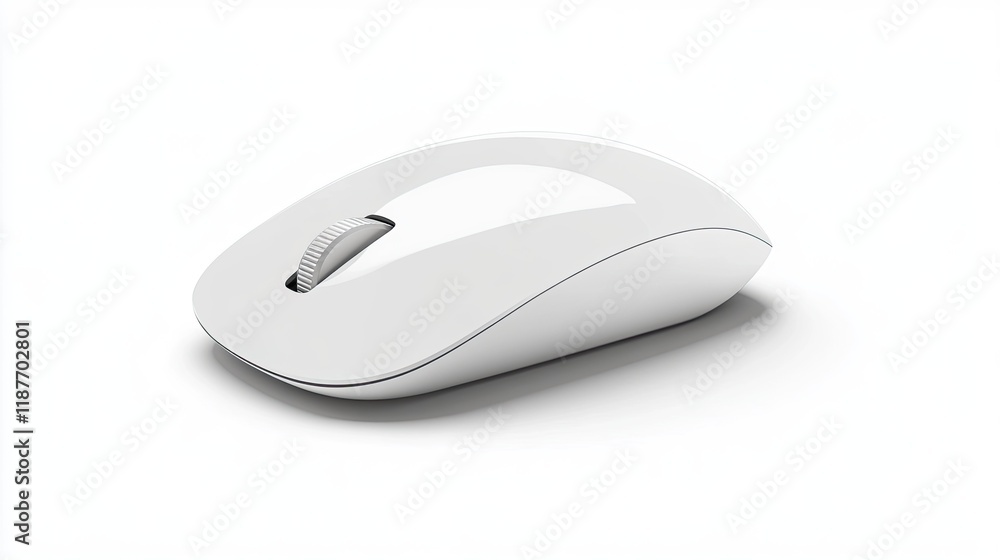 Poster a sleek, white wireless computer mouse isolated on a white background. perfect for technology, offic