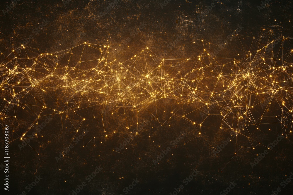 Aufkleber Glowing lines and dots create a vibrant representation of a global network connecting diverse data points and systems. Generative AI