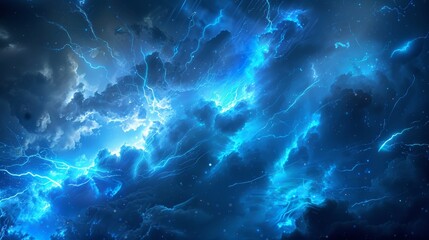 Fototapeta premium Abstract Blue Lightning Storm Wallpaper