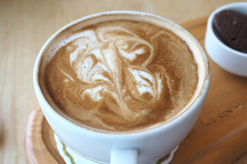Coffee cup on wood table 