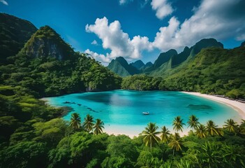 Fototapeta premium Beautiful and Peaceful Nature Scenery Illustration Landscape Countryside Tranquil Vibrant and Colorful