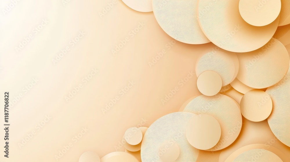 Poster abstract geometric pattern with overlapping circles on a beige background