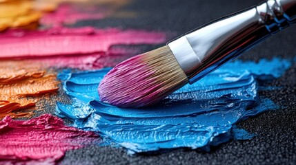 Fototapeta premium Vibrant Brushstroke on Textured Canvas - Artistic Creativity Unleashed