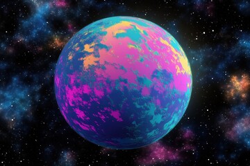 Fototapeta premium Vibrant Cosmic Planet In Nebula Galaxy A Stunning Celestial Display of Color and Wonder
