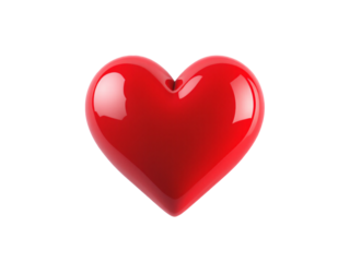 Glossy red heart on transparent background