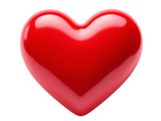 Glossy red heart on transparent background