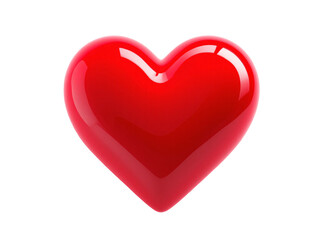 Glossy red heart on transparent background