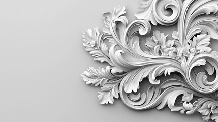 Elegant White Floral Ornament Design Detail